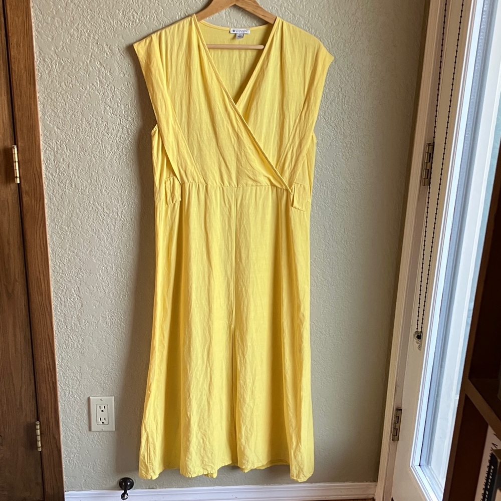 Vintage Spanner linen blend sunshine yellow dress